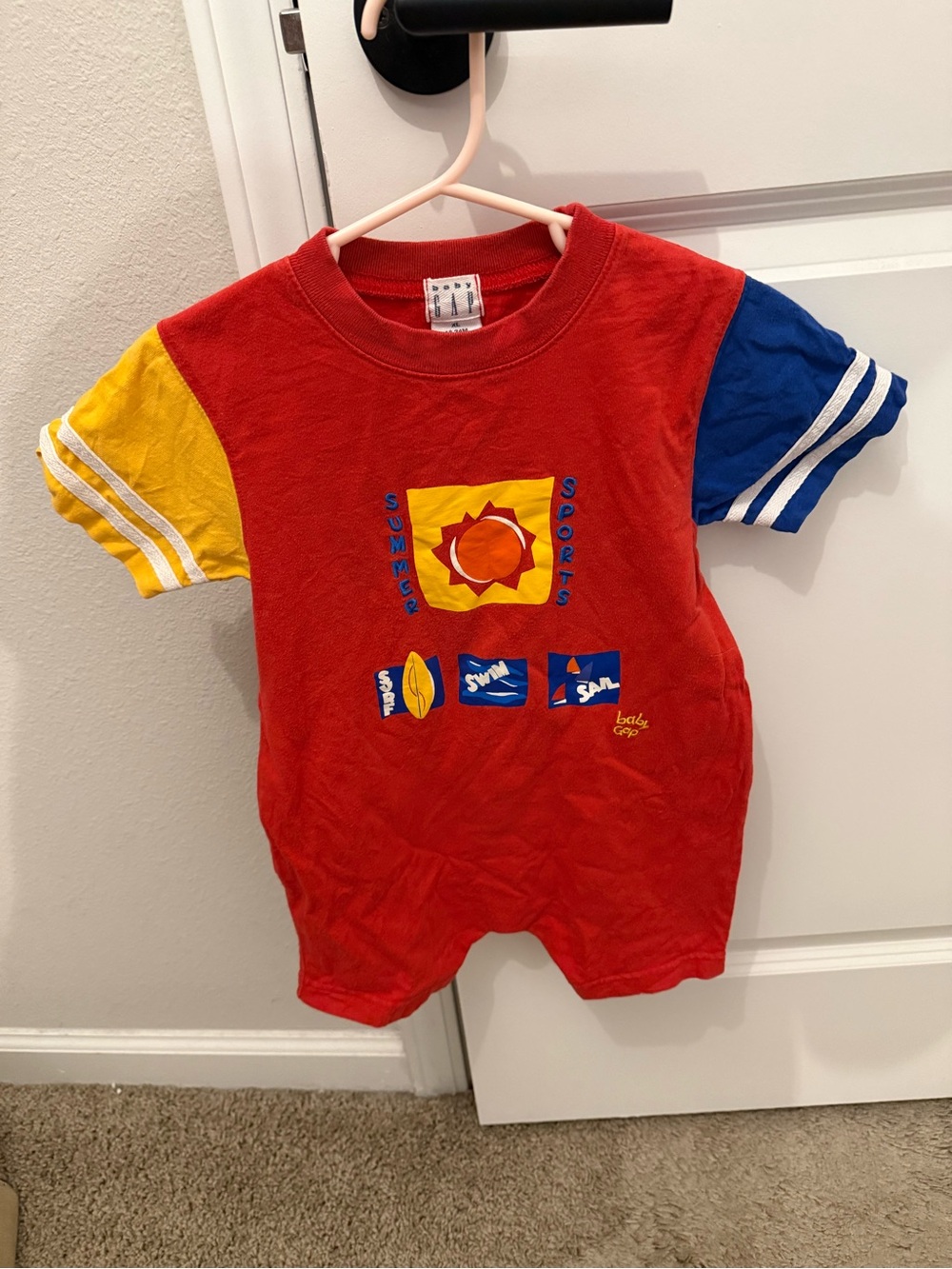 Vintage baby GAP color block romper size 18-24 months 100% cotton